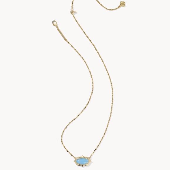 Kendra Scott Elisa Scallop Frame Gold Pendant in Sky Blue Iridescent Abalone - Picture 2 of 2